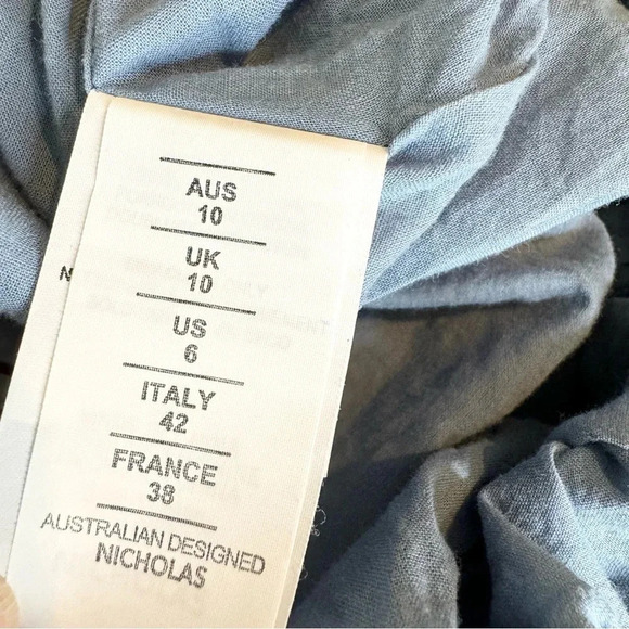 NICHOLAS Julie Cotton Floral Midi Dress Ruffle Detail and Pockets Blue Size 6 - Picture 12 of 14